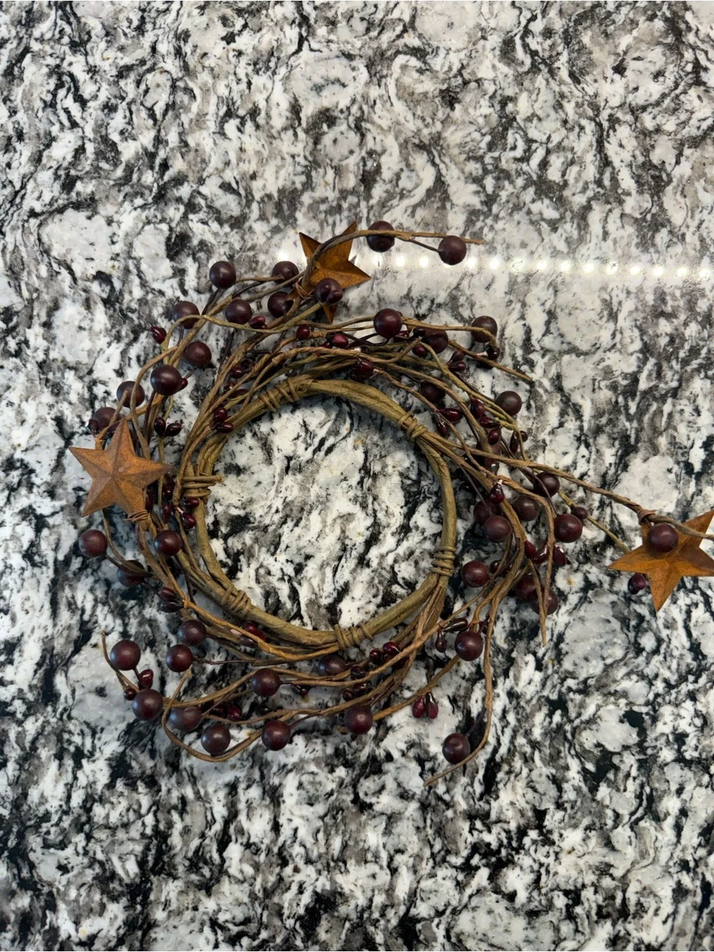 Set of 2 Rustic Berry & Star Grapevine Wreath - Red and Mustard